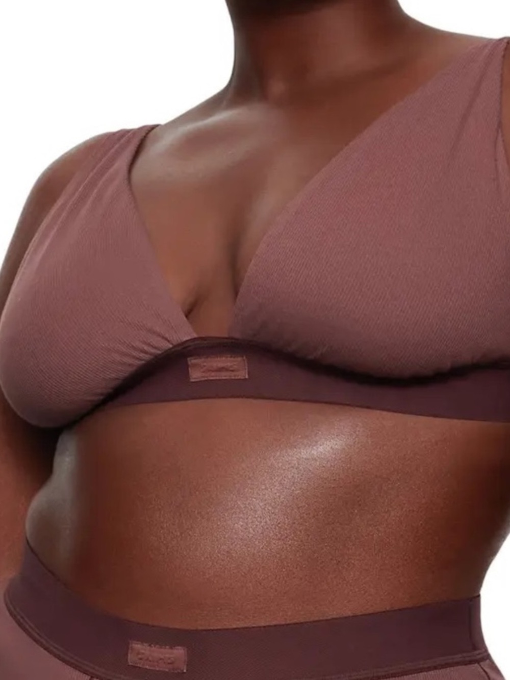SKIMS COTTON RIB Plunge Bralette Limited Edition Garnet S
